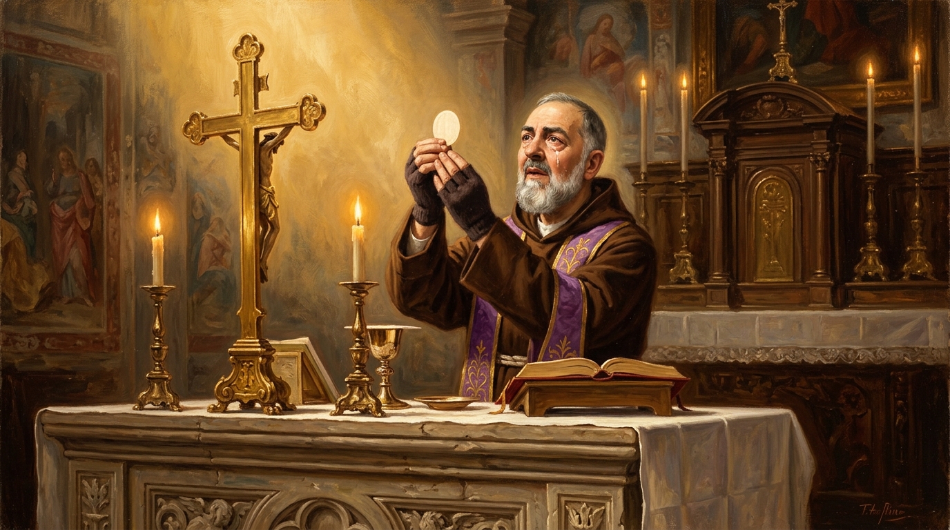 Padre Pio Celebrando a Santa Missa